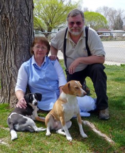 Pam and Jerry with their 2 dogs, Blondie and Bru
