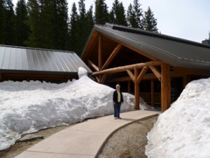 Snow still deep at the top of grand Mesa.