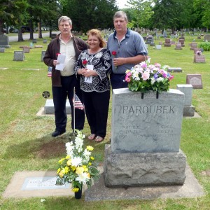 Larry, Becky, and Craig at Myron's internment.