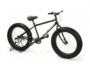 Snow-bike, also known as a fat tire bike