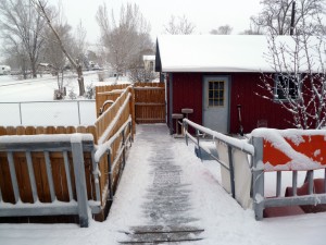 Pam had swept a path on the ramp.