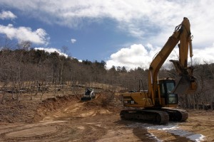 Bobcat and excavator were used during construction.