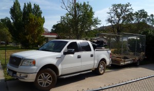 Dog run, railroad ties, and ATV ready for 4th of July weekend.