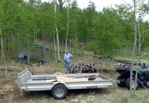Pam is ready to load firewood.