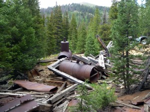 Road passes through an old mining district.