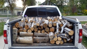 Load of wood in the truck