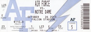 My Notre Dame - Air Force ticket stub