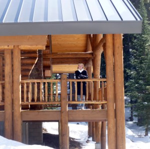 Mary at the Grand Mesa Visitor Center building