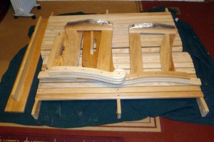 Glider parts waiting for tung oil