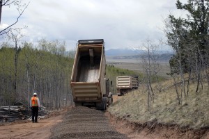 Trouble…note large piles of gravel not spread evenly