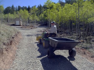 Jerry with tractor and cart