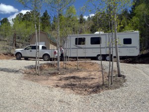 RV (The Box) at the top of the circle drive