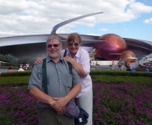 Posing outside the Space Center
