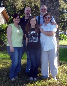 Left to right: Jennifer, Jeff, Rowan (front) Jerry, and Pam