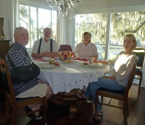 Hayes and Fields families at breakfast