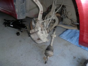 Old axle coming out of the Honda