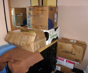 A few of the many boxes we took out of storage
